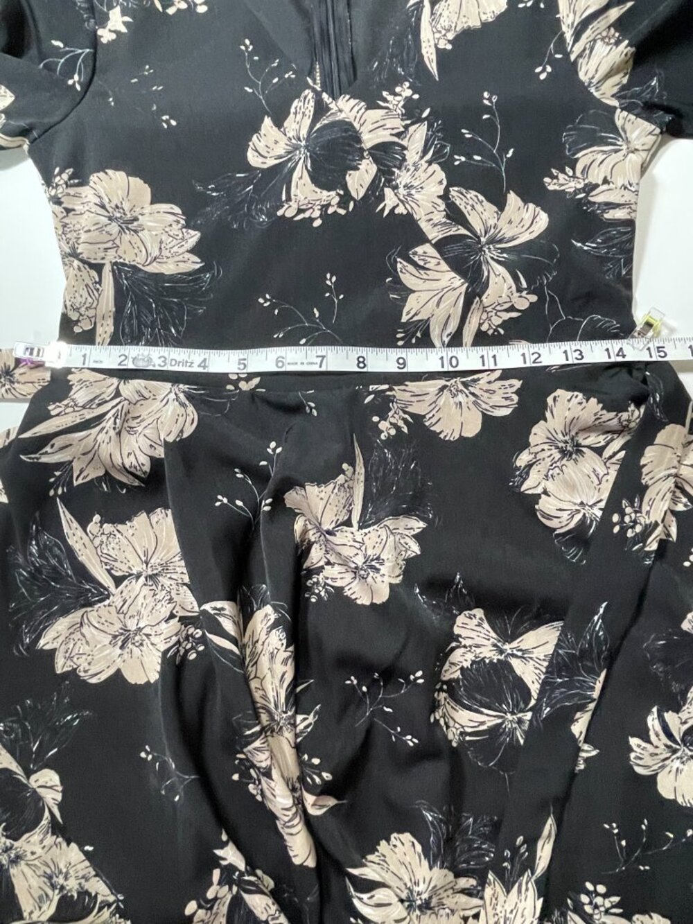Style by Zone Women’s Black Floral V‑Neck Dress NWT Size Large Poly Spandex - Picture 7 of 8